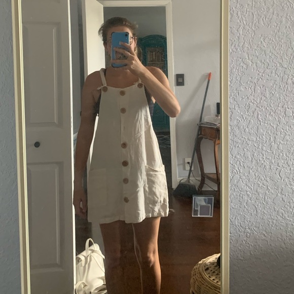 LUSH white linen coverall minidress (S) - Picture 3 of 5